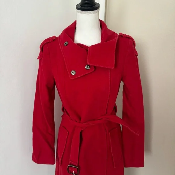 Mango Suit Adorable Women’s Red Trench Coat sz MPurchased in France